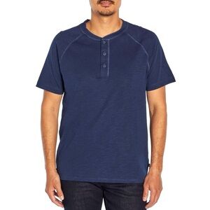 GAP Men’s XL Henley Short Sleeve Shirt Navy Blue 100% Cotton Casual Tee‎